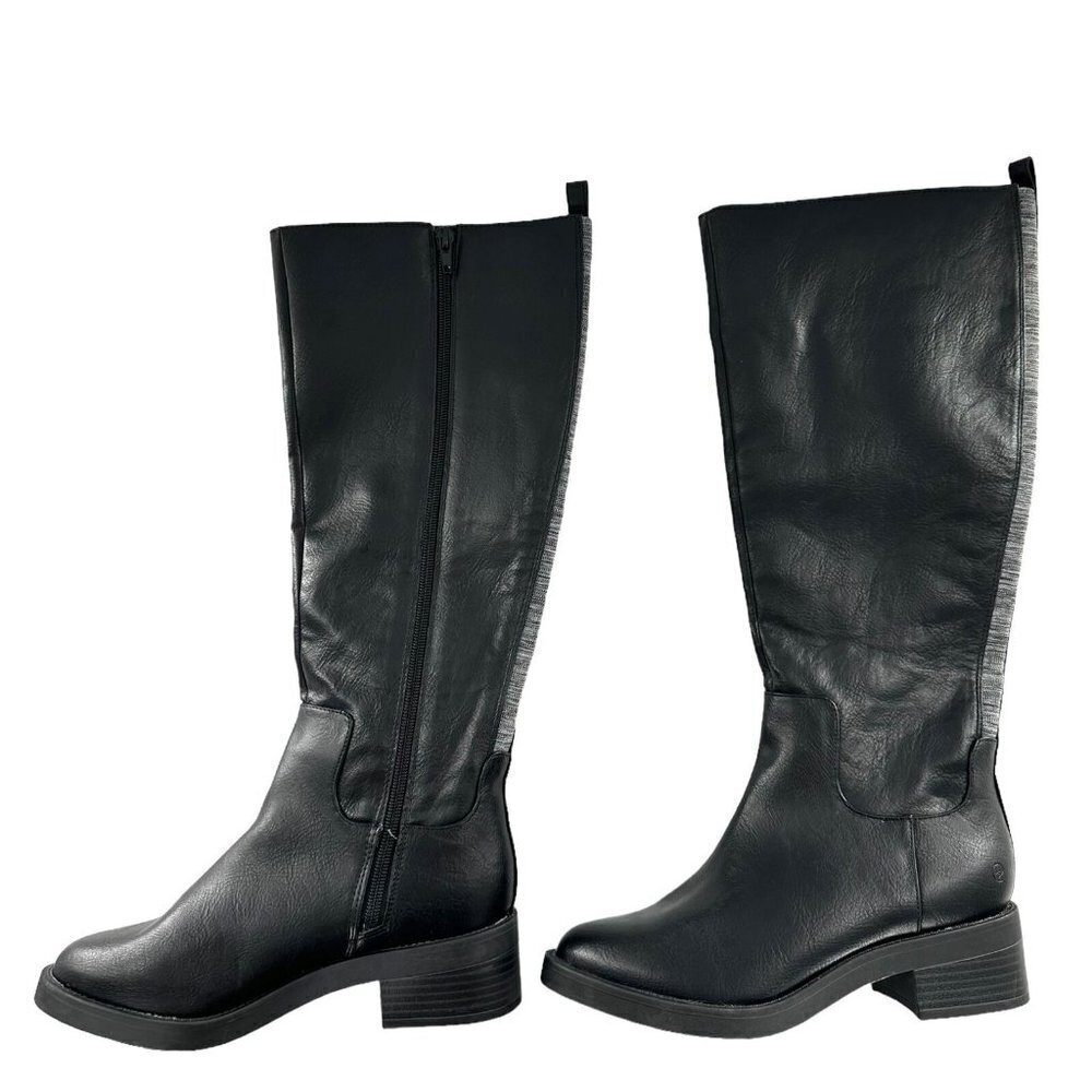NEW Life Stride Black Faux Leather Low Heel Riding Boots Size 5.5 - Picture 2 of 8